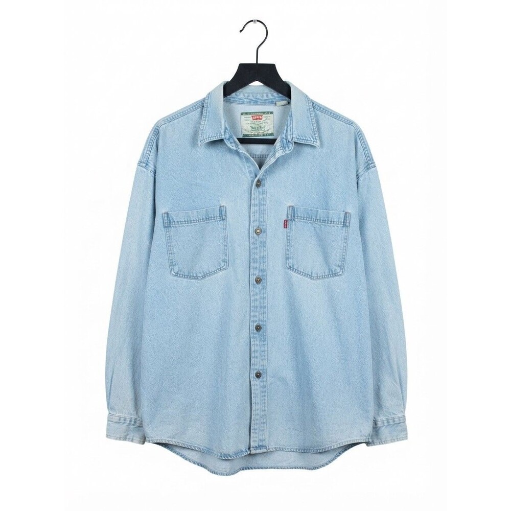 Vintage Levi's Denim Shirt Mens XL Blue Red Tab Long Sleeve Button Down 1992 90s